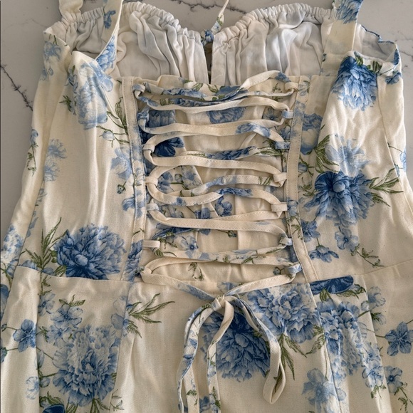 Vici Cream and Blue Floral Midi Dress - Picture 12 of 14